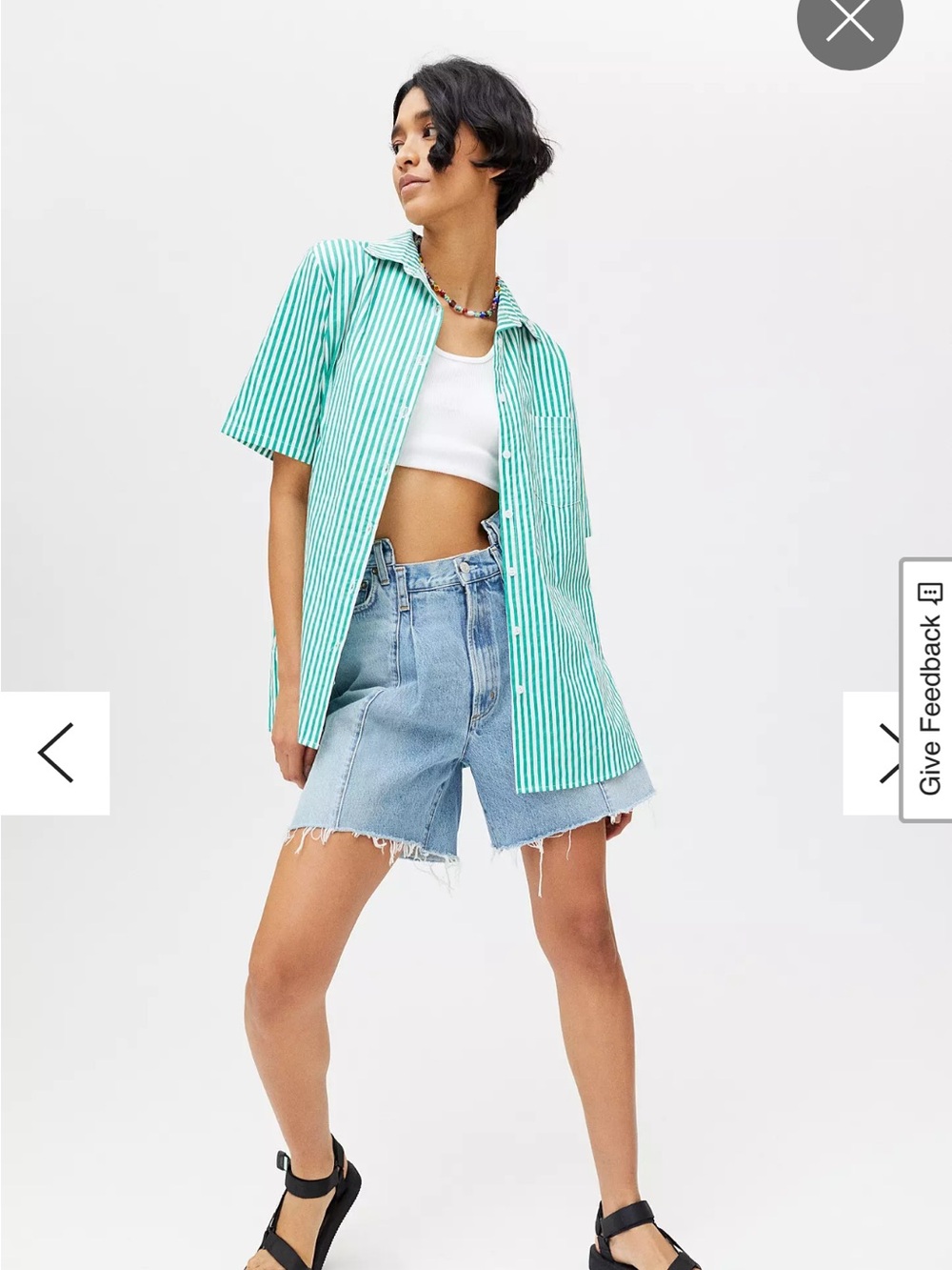 ✨ Motel Rocks Green & White Striped Short Sleeve Shirt ✨